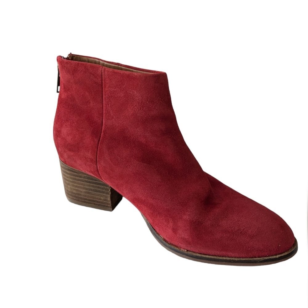 ANTHROPOLOGIE  Womens Boots Seychelle Suede Flood Plain Red Booties, Size 7.5